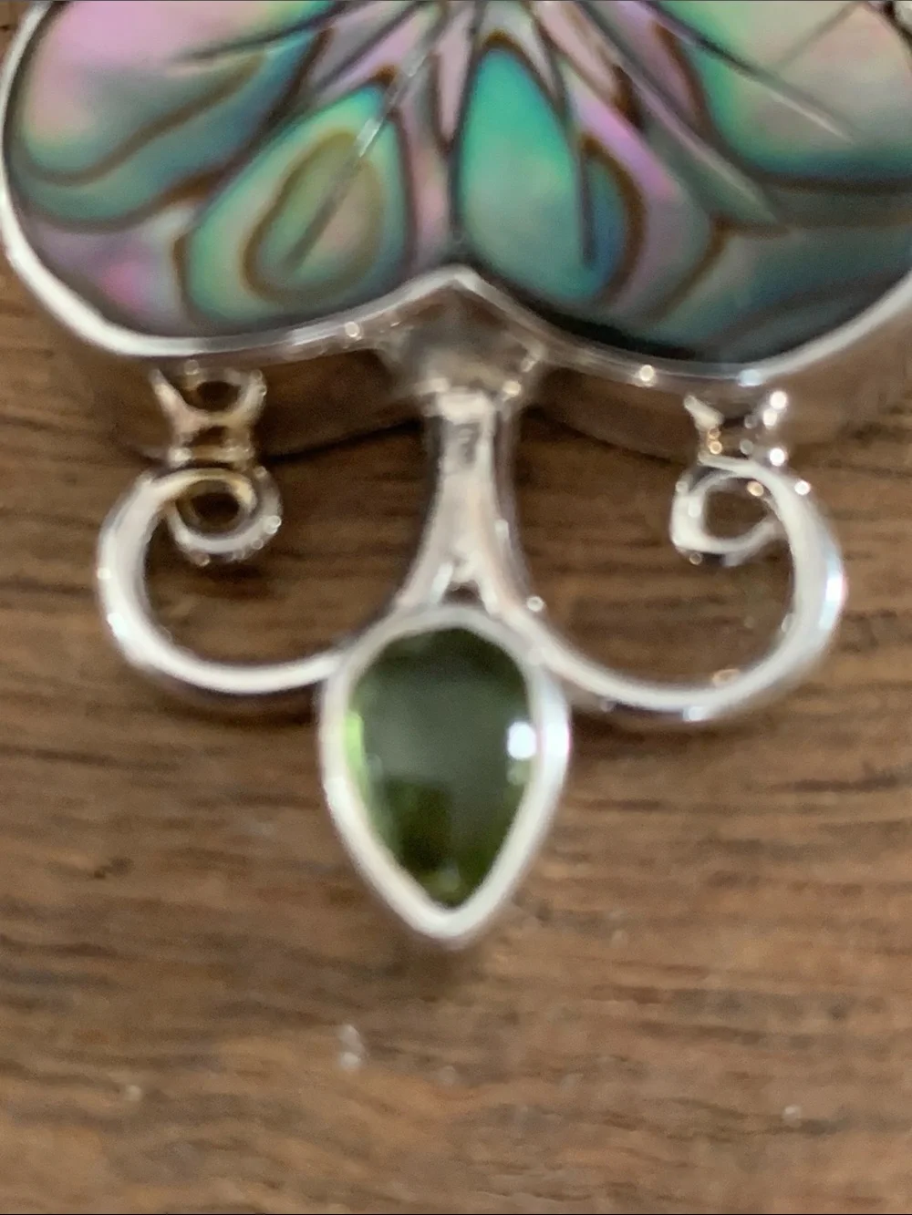 Sterling Silver Abalone and Peridot Pendant